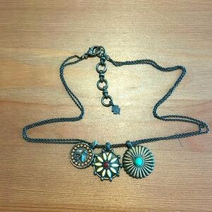 Lucky Brand bronze tone three pendant adjustable necklace